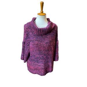 Vintage 212 New York Multi Color Cowl Neck Purple Tone Sweater XL